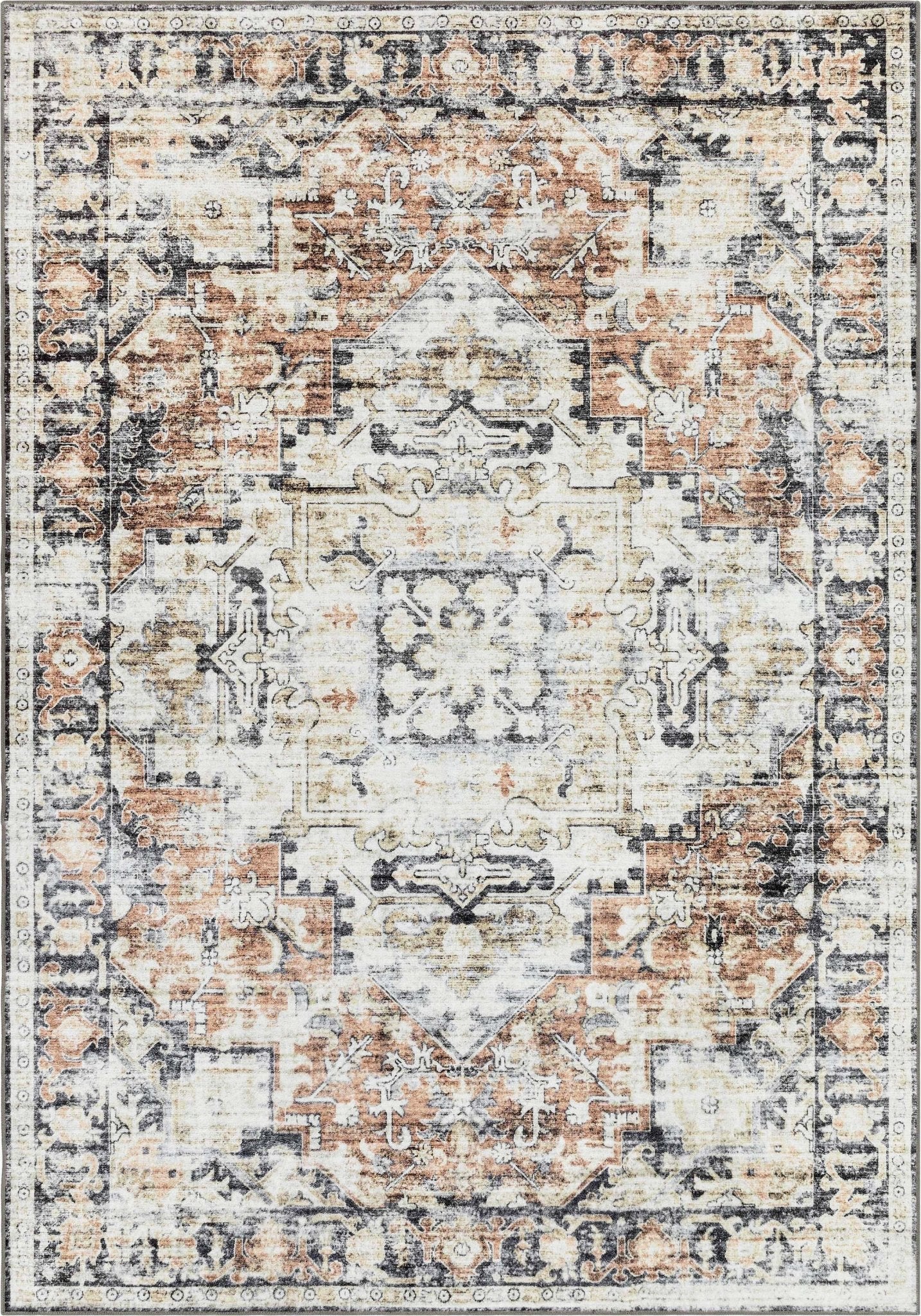 Elle Basics Rendezvous Vintage Medallion Easy-Clean Washable Non-Slip Rug by Well Woven、mySite、gigharbornorthrealestate