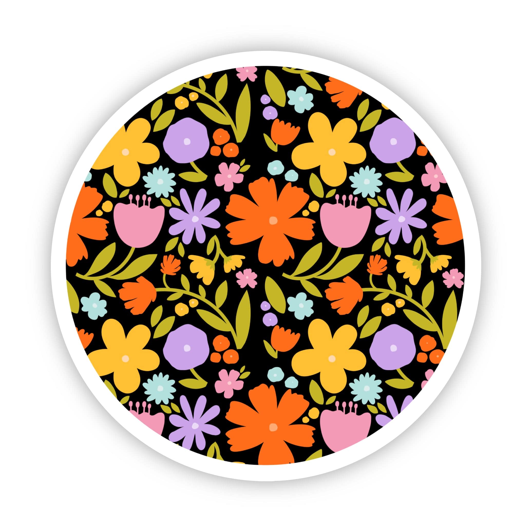  Black Circle Flowers Sticker、mySite、ghnorth