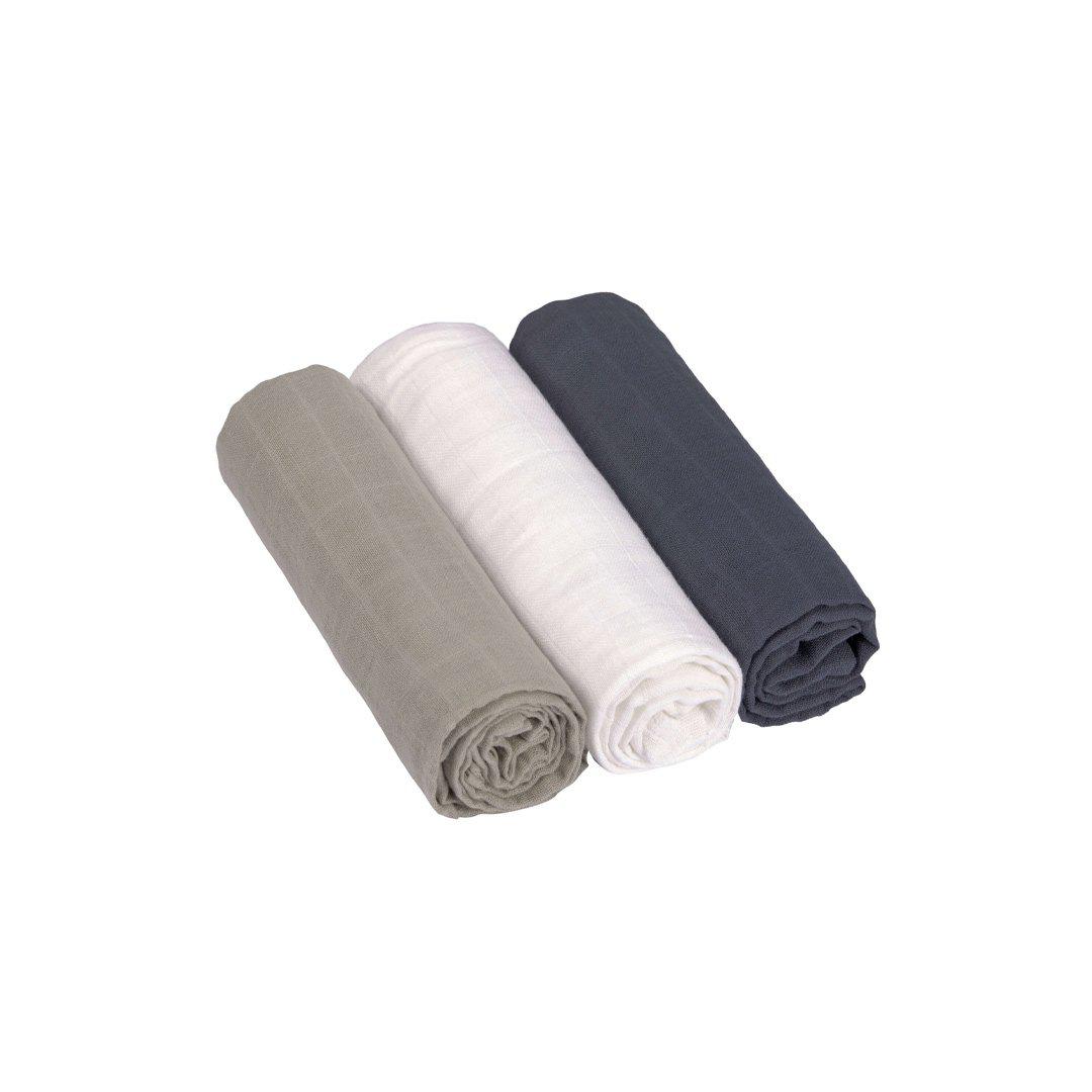  Lassig Swaddle + Burp Blankets - Olive/Milky/Navy - 3 Pack、mySite、merchandisen