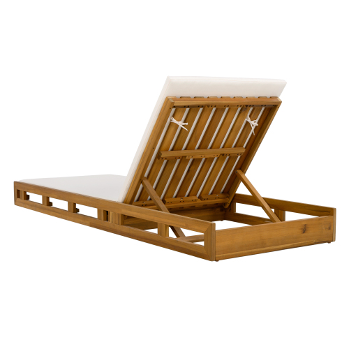 LOUNGE CHAISE SET, ACACIA WOOD WITH WATER-RESISTANT LOUNGE CUSHIONS (CREAM & 4 INCH THICK) - MATCHING DARK GREY VERSION AVAILABLE、、eastwooduniform