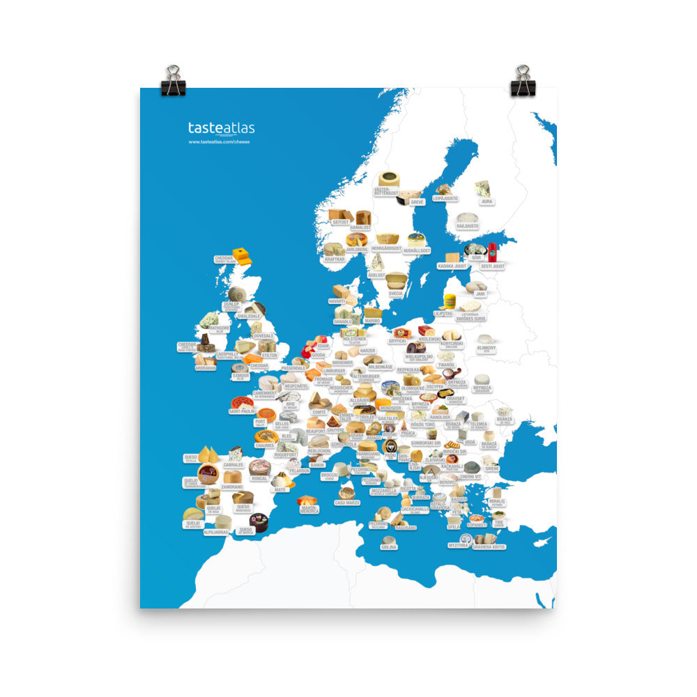 European Cheese Map Poster (in)、mySite、camillekostekn