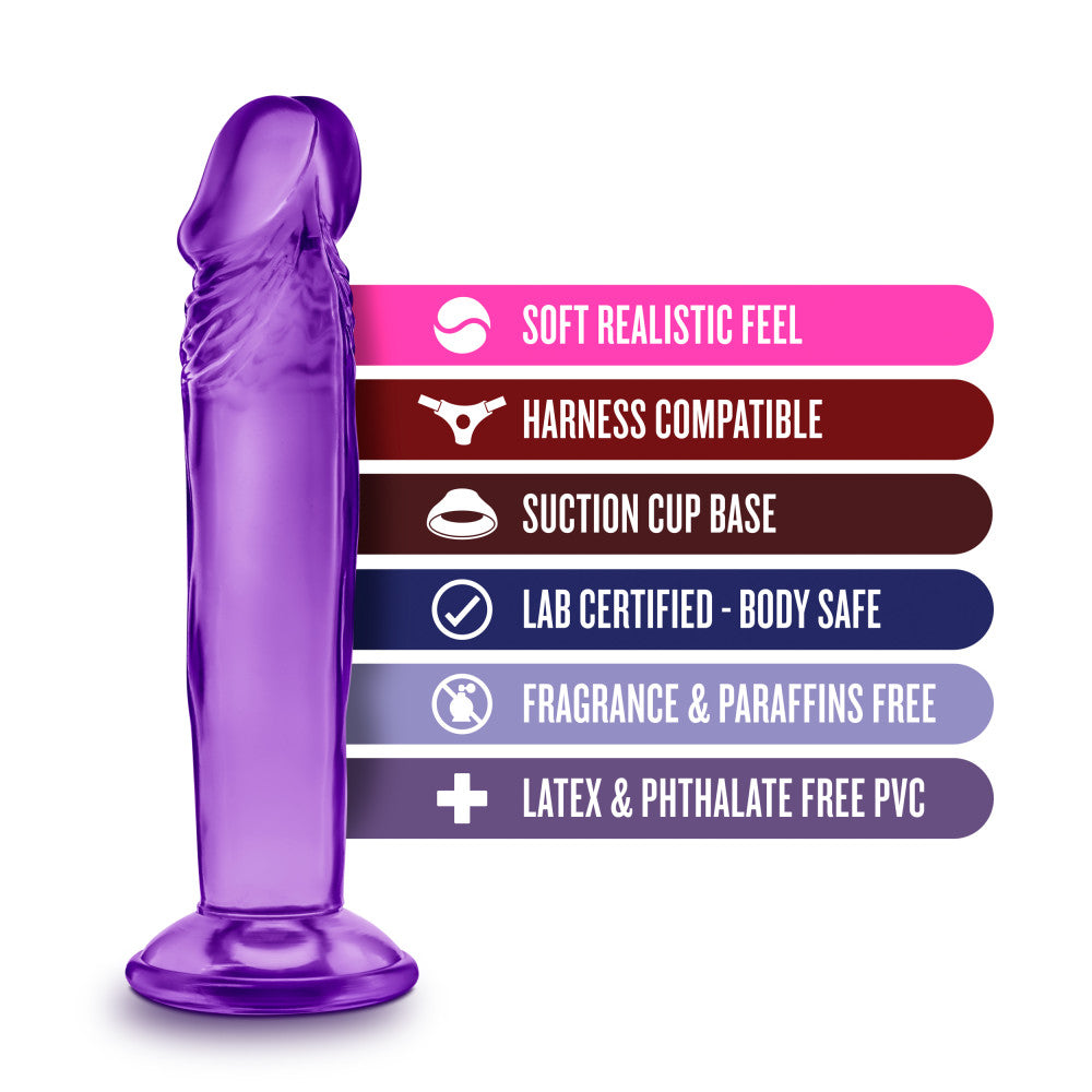 B Yours By Blush® | Sweet N' Small 6.5 Realistic Purple 6.5-Inch Long Dildo With Suction Cup Base、mySite、bottomscart