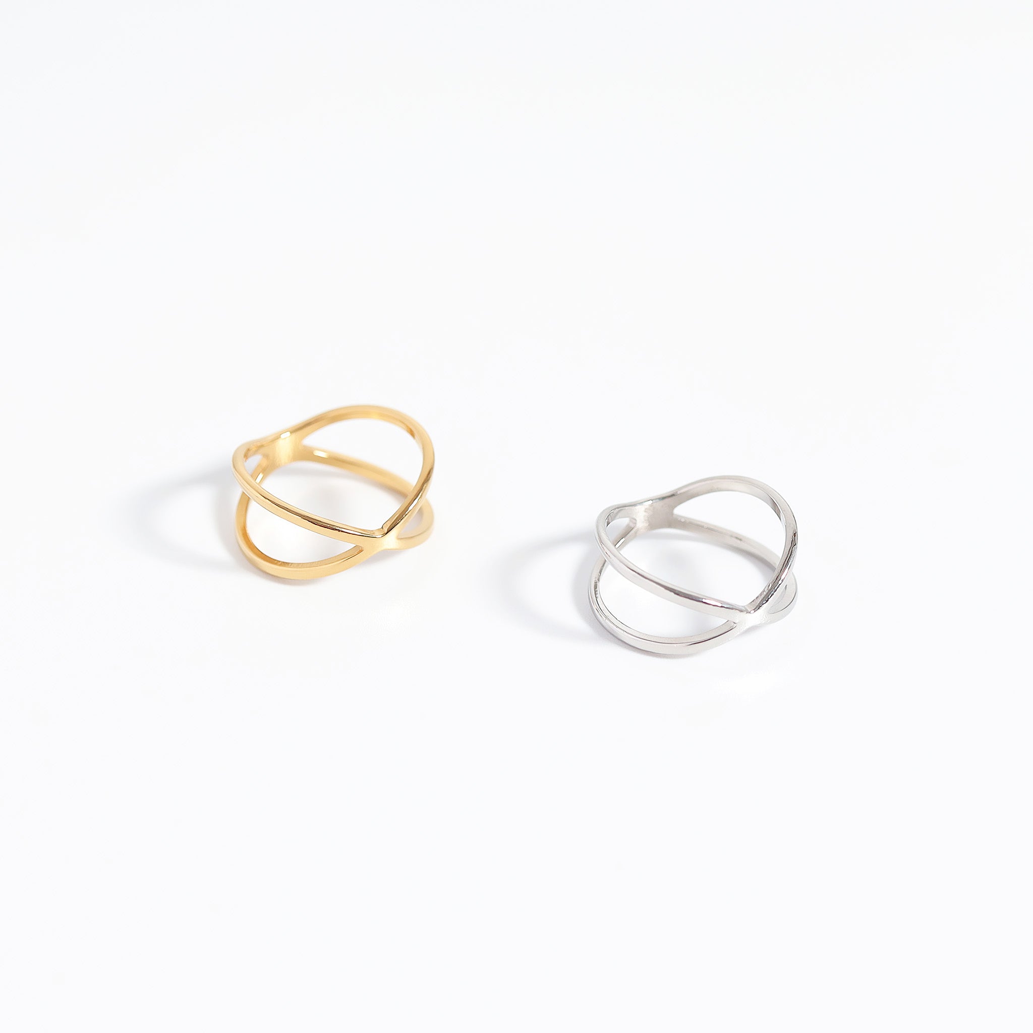 18K Gold PVD Stainless Steel Atomic X Geometric Ring / KSS0006、mySite、dreamappss