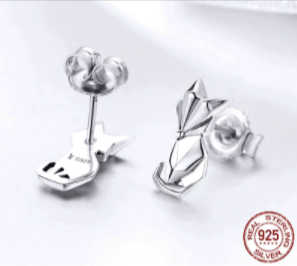 Fox Stud Sterling Silver Earrings、mySite、g9winljtr