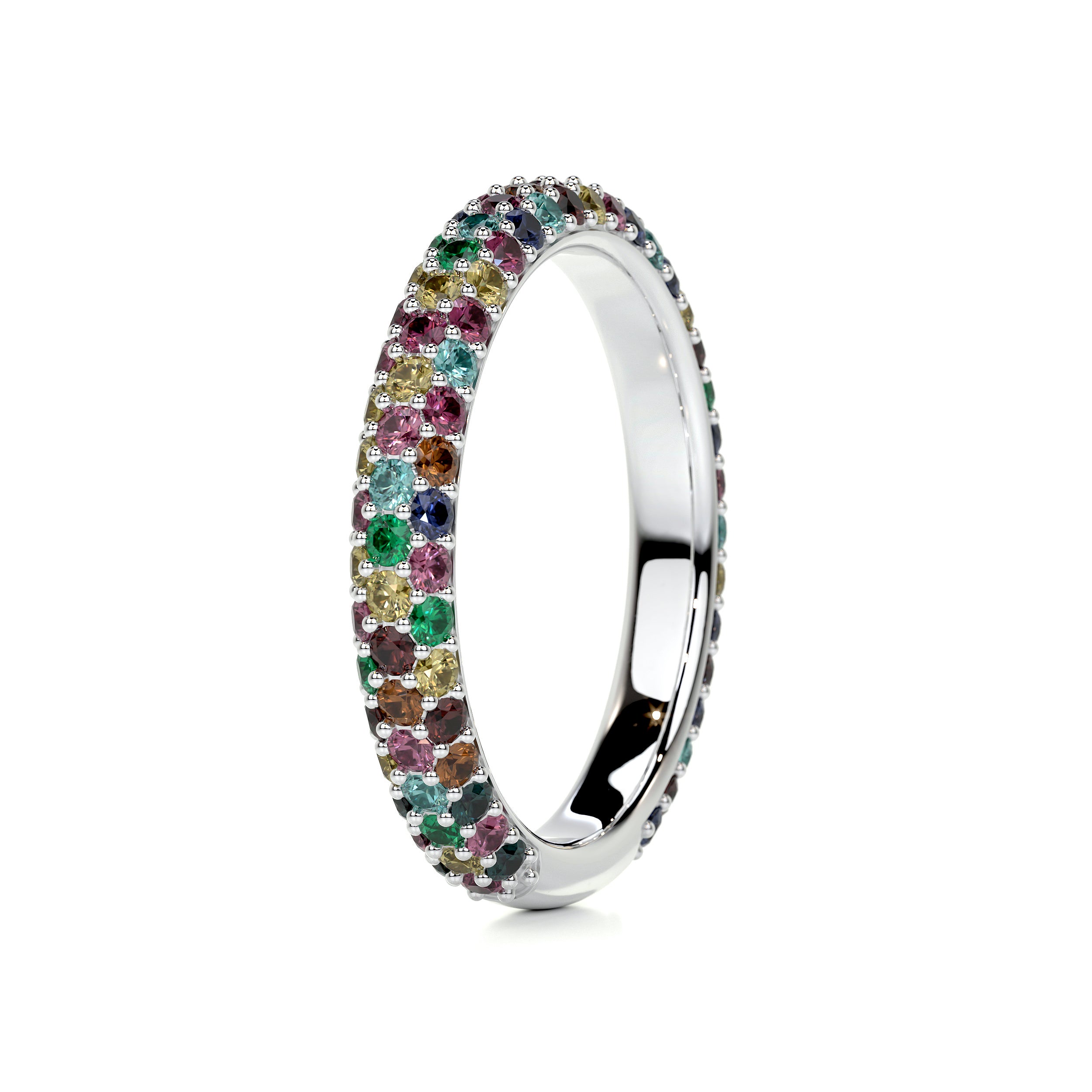 Emma Rainbow Gemstone Wedding Ring (1.25 Carat) -18K White Gold、mySite、hinf8tx79