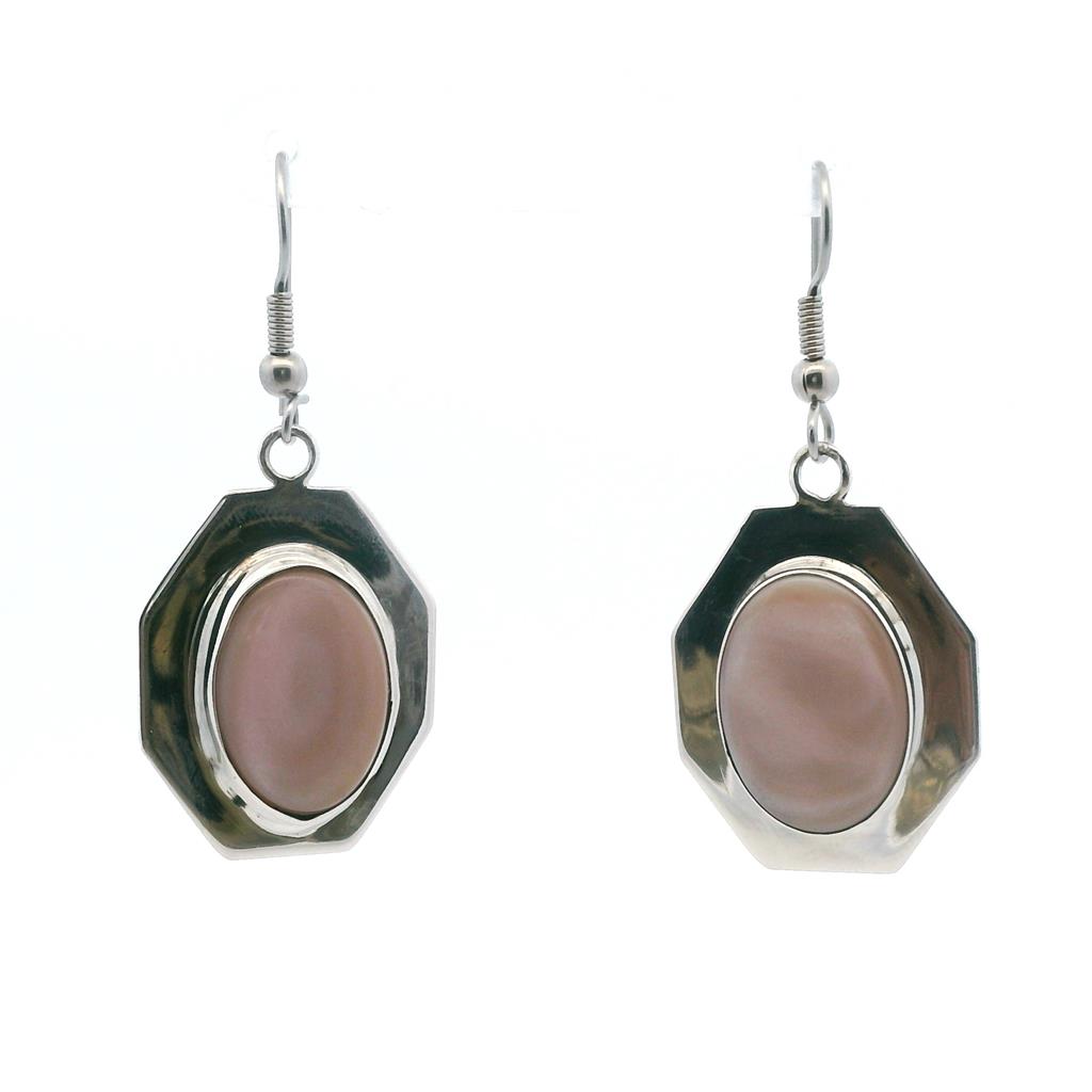 Estate Sterling Silver Oval Mother of Pearl Drop Earrings、mySite、botmansion