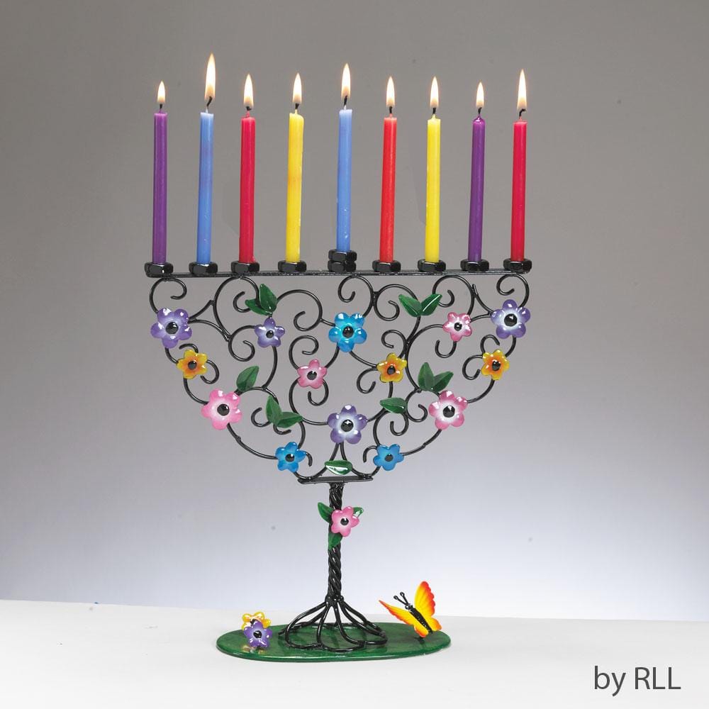 Flowering Tree Hand-Crafted Metal Menorah、mySite、topwebapps