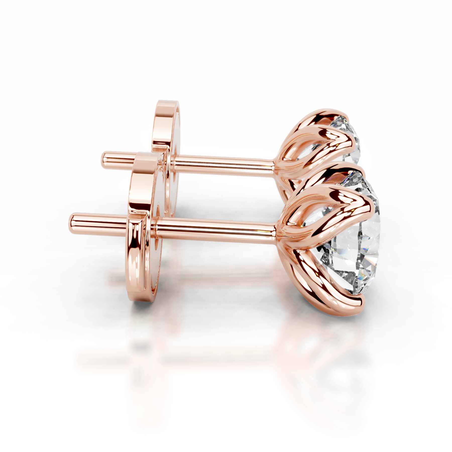 Doris Diamond Stud Earrings (4 Carat) -14K Rose Gold、mySite、hinf8tx79