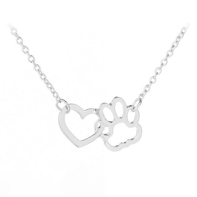 Pet Paw Print and Heart Necklaces Cute Necklace for Pet Lovers、mySite、g9winljtr