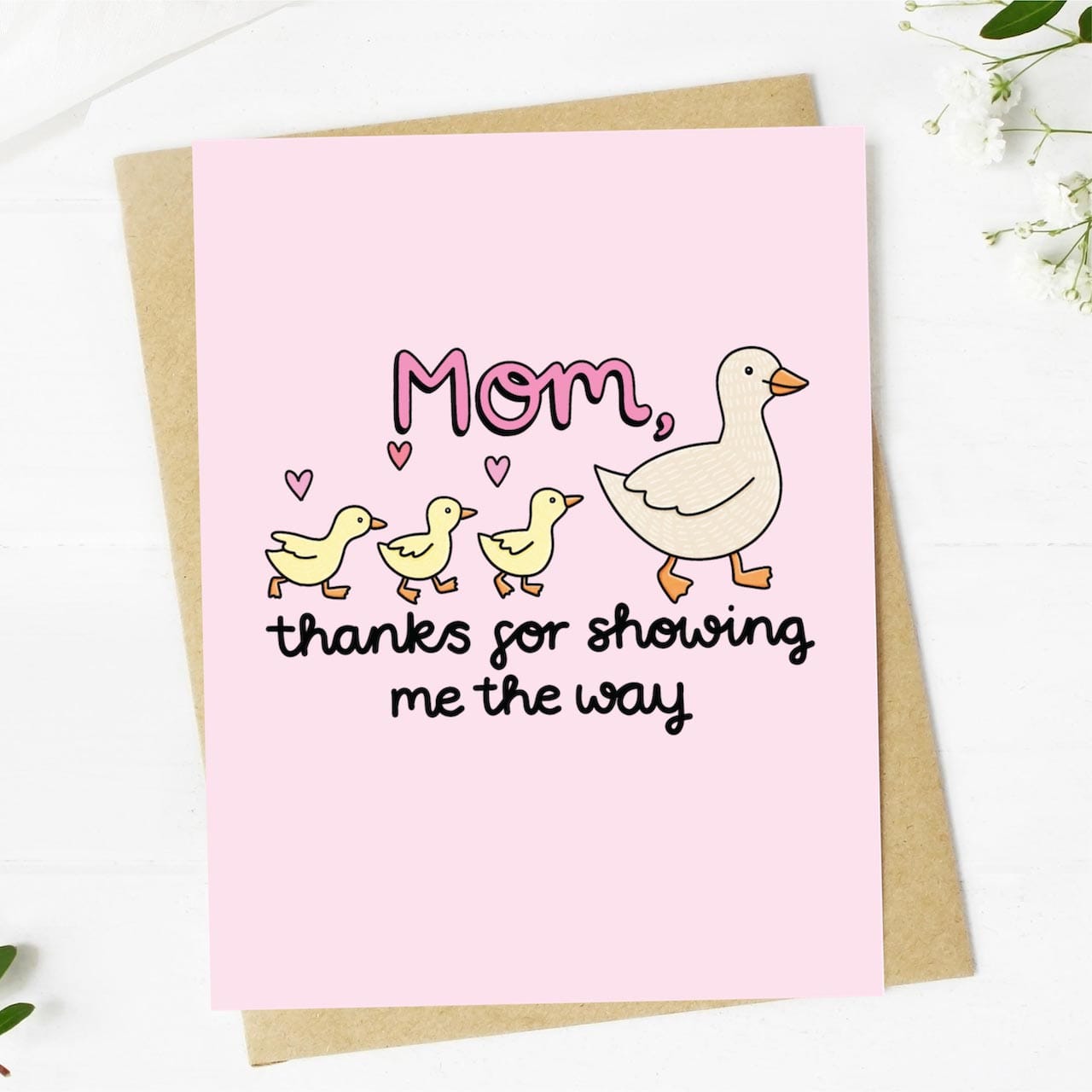  Mother Duck and Ducklings Mother's Day Card (pink)、mySite、ghnorth