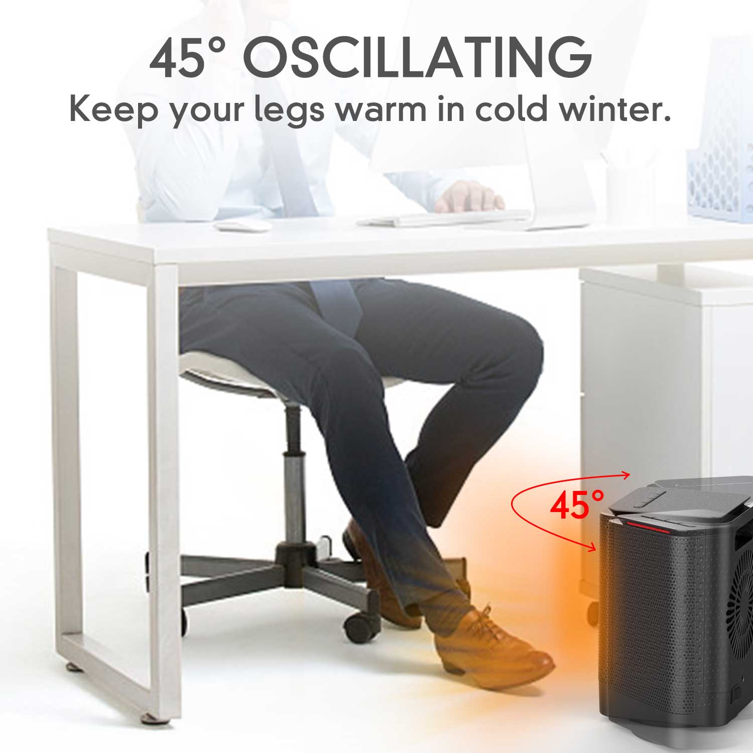 KLOUDIC 950W Portable Ceramic Heater with 45° Oscillation, Black、mySite、fannypackpong