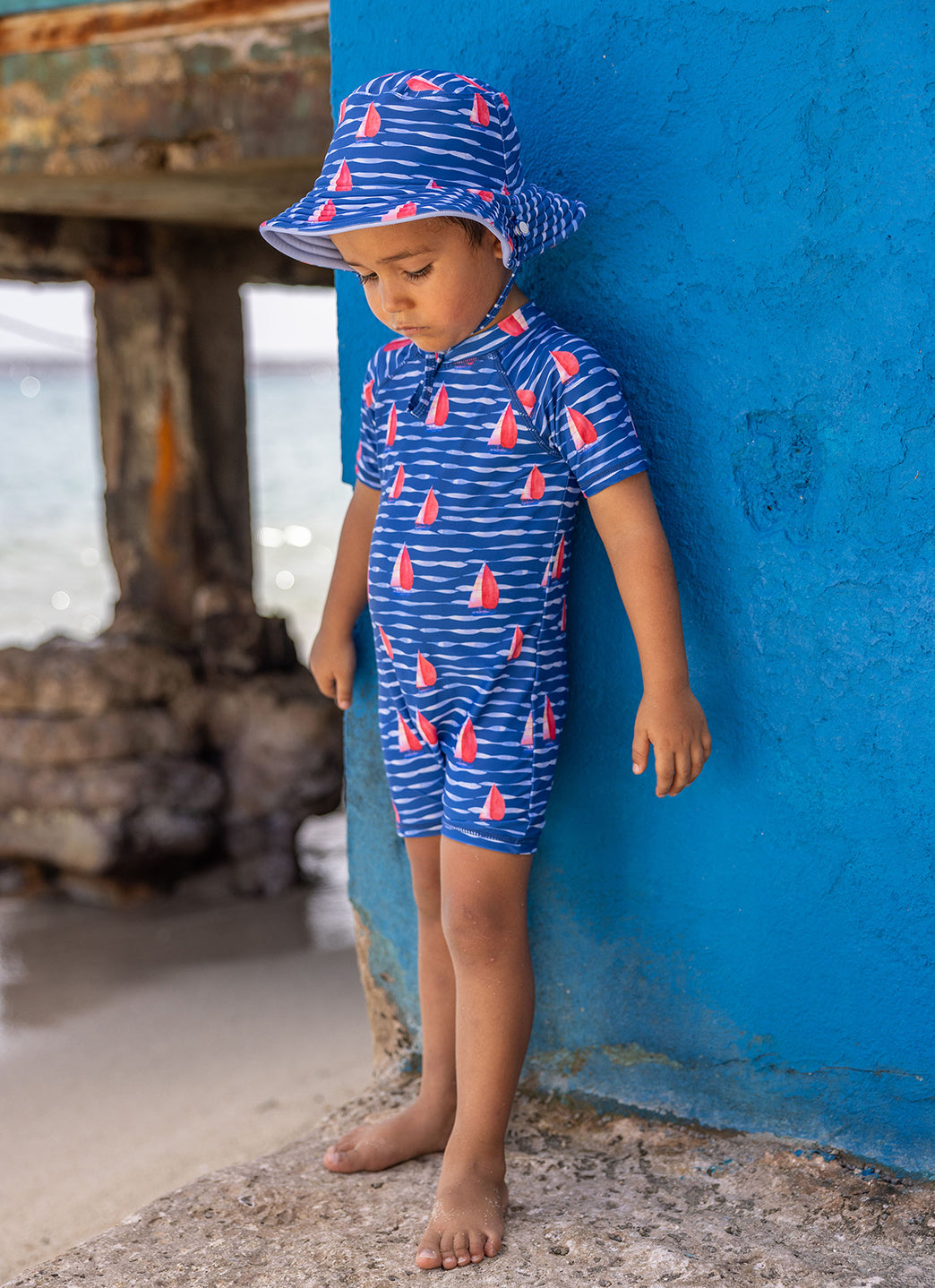 Snapper Rock Kids' Sailboat Rock Reversible Bucket Hat、mySite、noshort