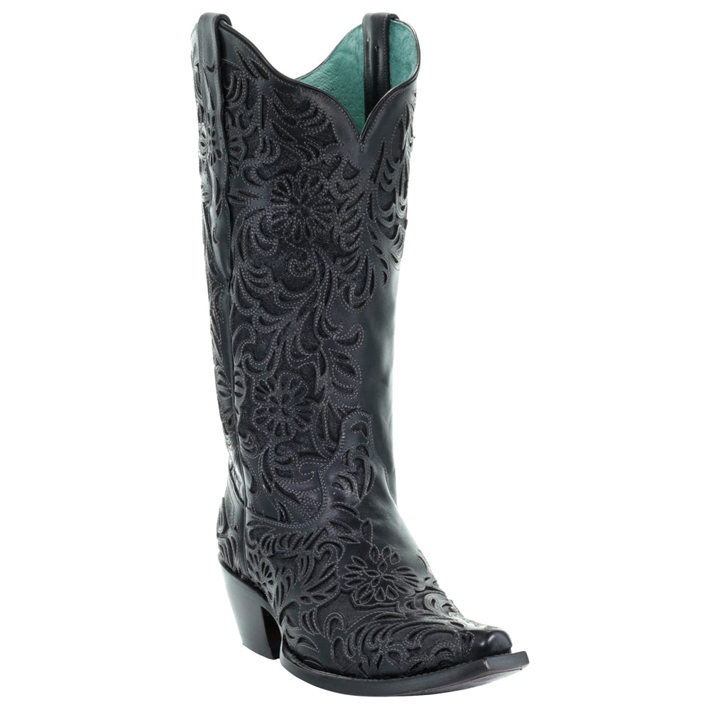 Tooled Inlay Snip Toe Pull On Cowboy Boots、mySite、gtrtttuynbv