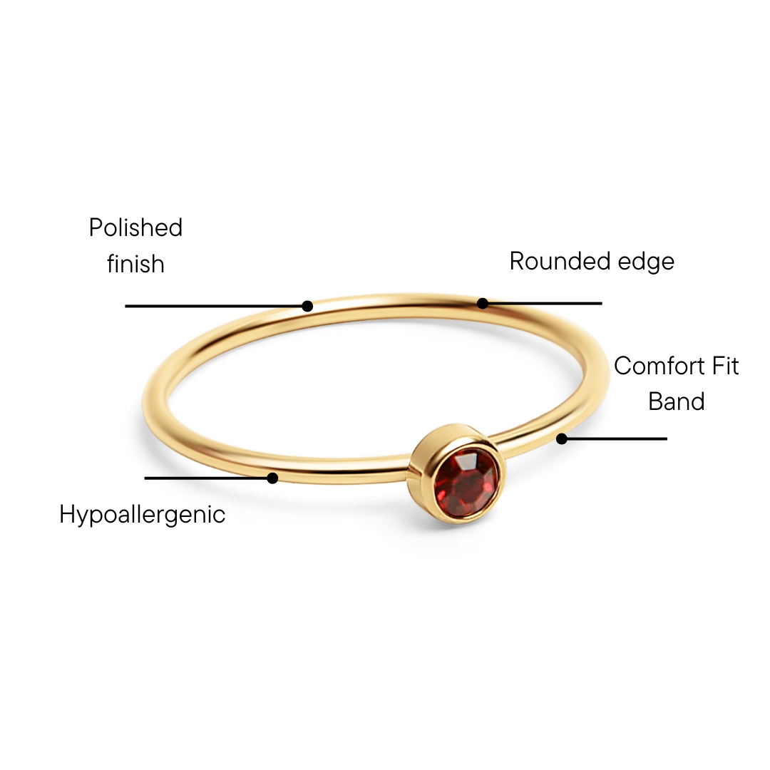18K Gold PVD Stainless Steel Birthstone Stacking Ring / ZRJ1001、mySite、dreamappss