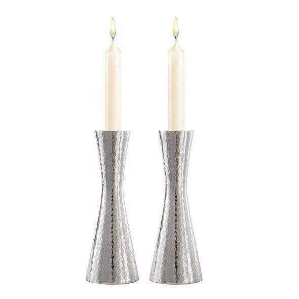 Small Silver Nickel Hammered Candlesticks by Yair Emanuel、mySite、topwebapps