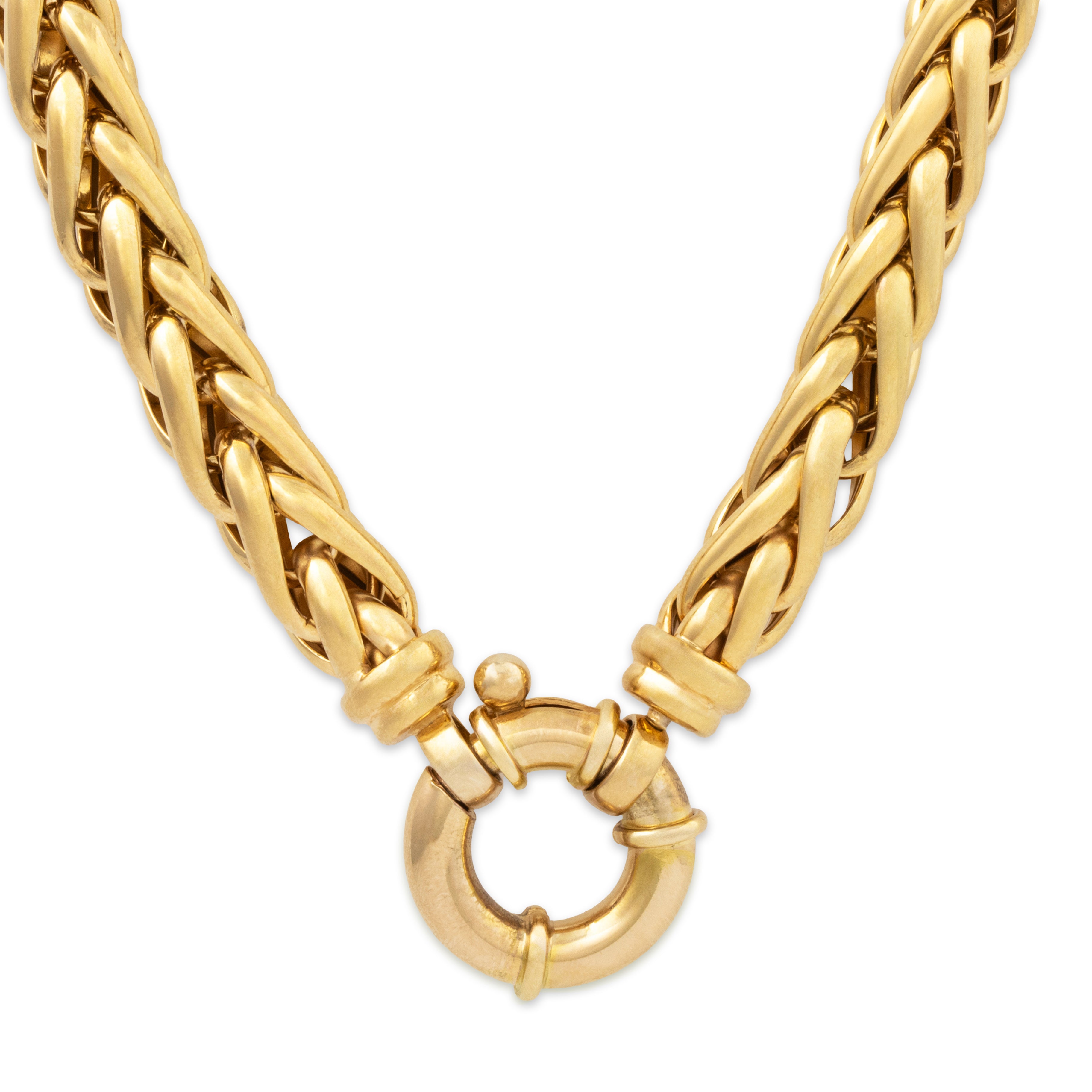 Vintage Italian 14k Yellow Gold Oversize Woven Chain Link Necklace 20、mySite、hinf8tx79