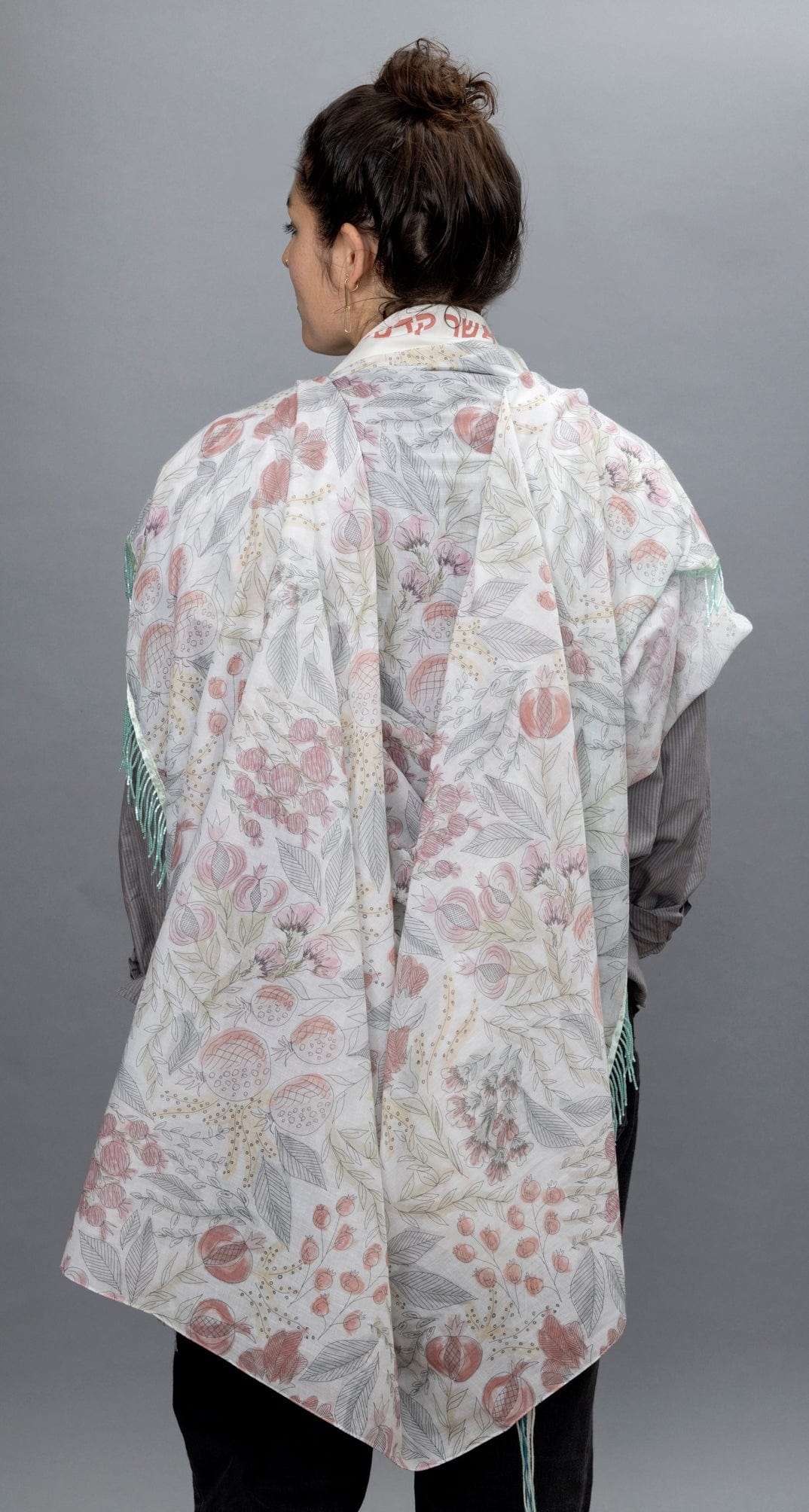 Watercolor Pomegranate with Seafoam Beading Tallit、mySite、topwebapps