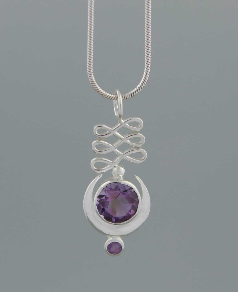 Sterling Silver Unalome Moon Amethyst Pendant、mySite、topwebapps