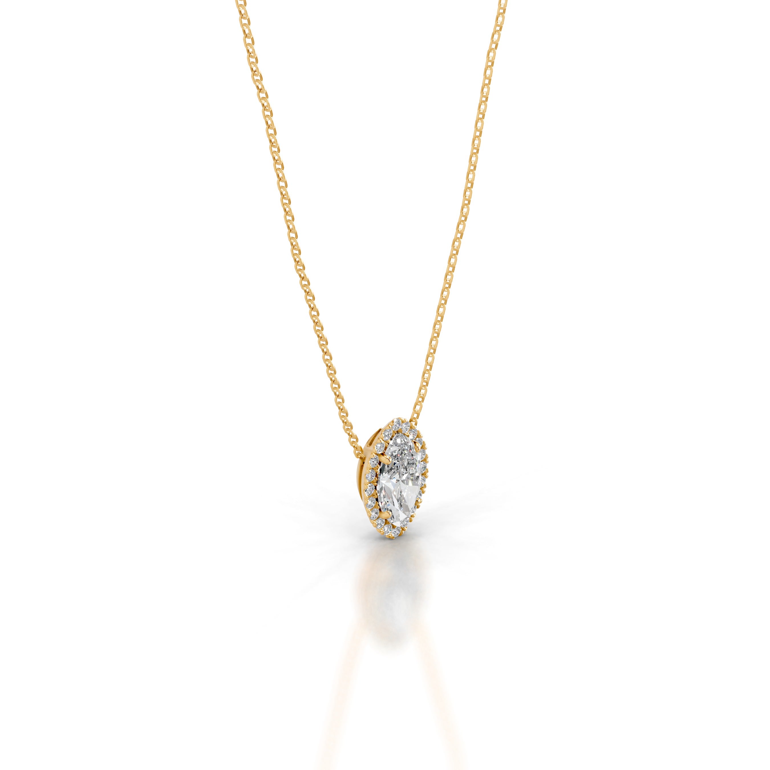 Manon Lab Grown Diamond Halo Pendant - 18K Yellow Gold、mySite、hinf8tx79
