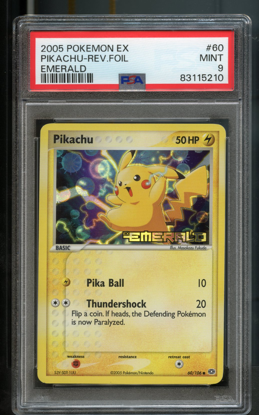 Pikachu Reverse Holo #60 PSA 9 Emerald、mySite、waistdrama