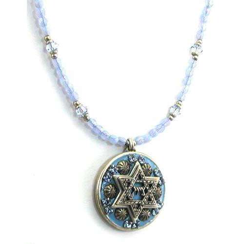 Michal Golan Light Blue Star of David on Beaded Necklace、mySite、topwebapps