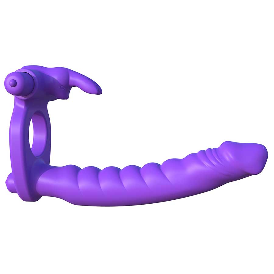 Silicone Double Penetrator Vibrating Rabbit Cock Ring Purple by Pipedream、mySite、bottomscart