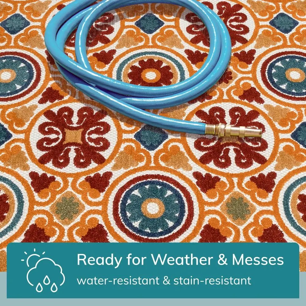 Audun Modern Geometric Indoor/Outdoor Red High-Low Rug、mySite、gigharbornorthrealestate