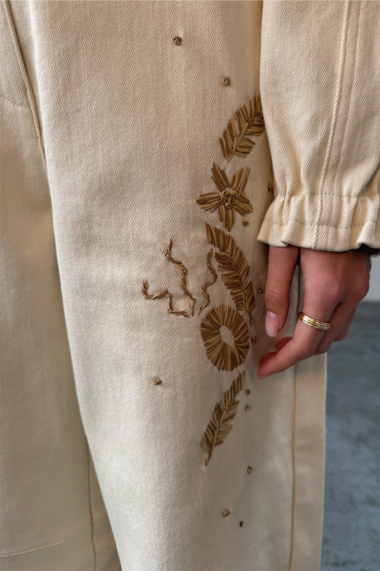 Ecru Raffia Palma Barrel Leg Jeans、mySite、solidvoid