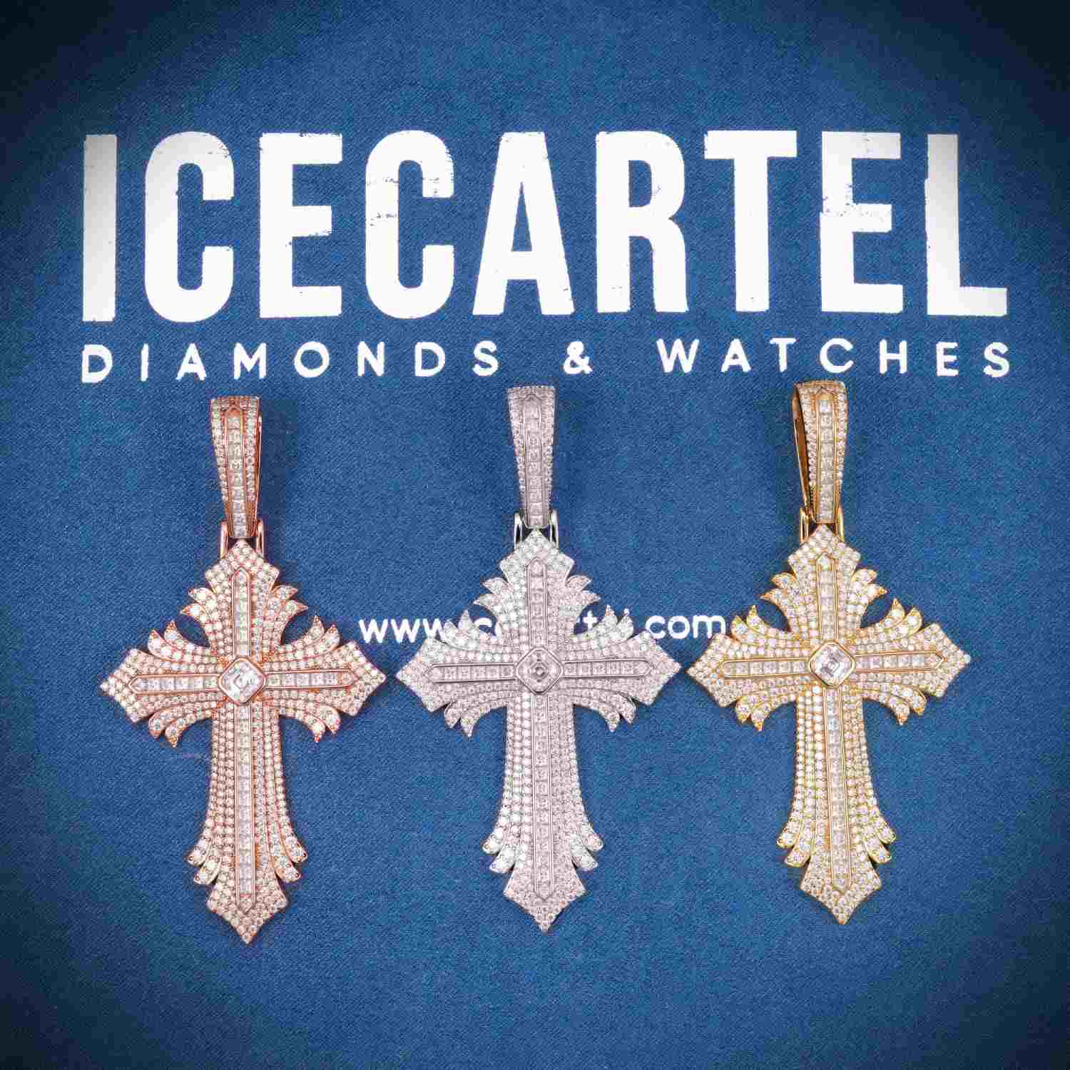 Moissanite Spiked Ornamental Cross Pendant 14K Gold、mySite、hinf8tx79