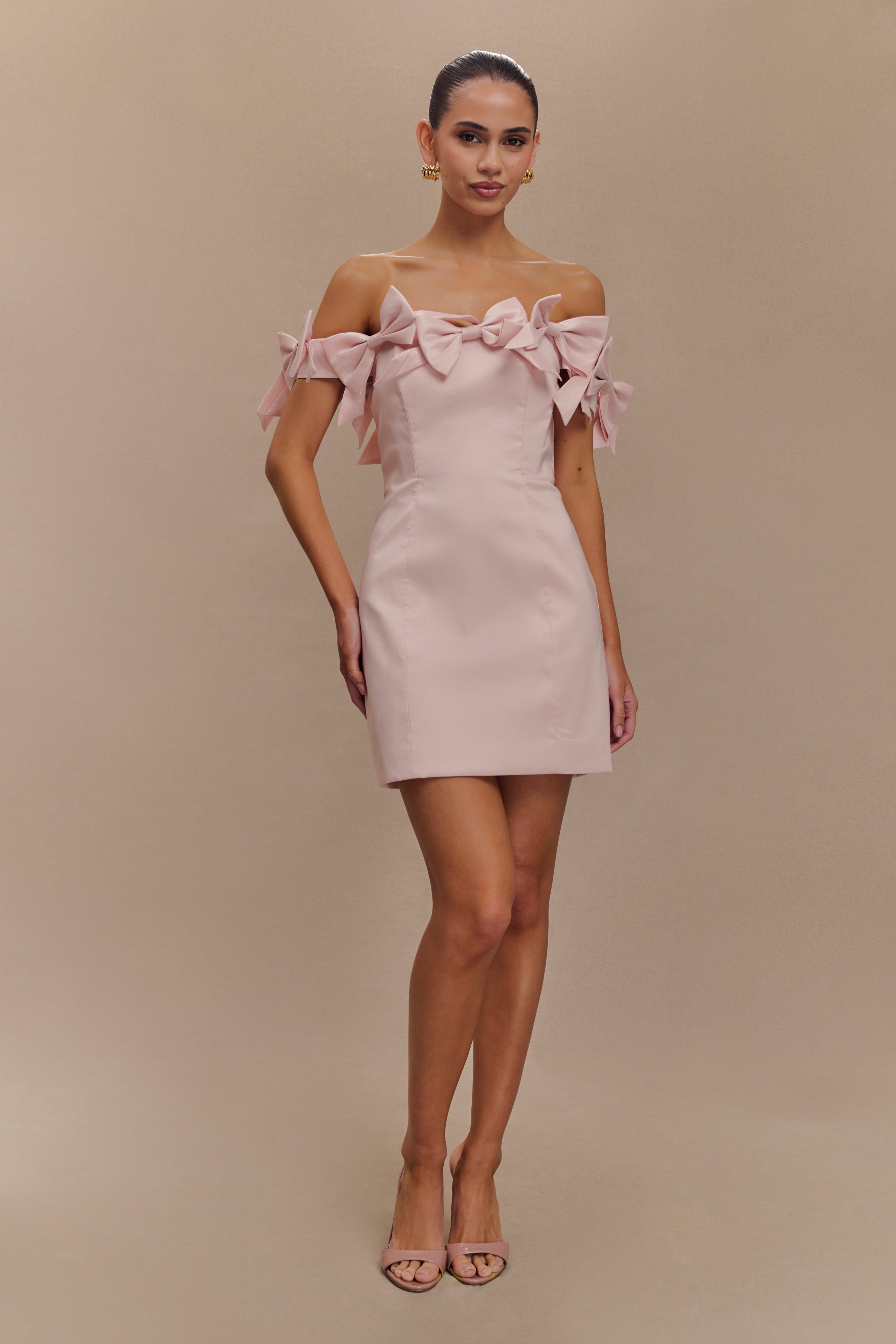Rose Strapless Bow Mini Dress - Powder Pink、mySite、solidvoid