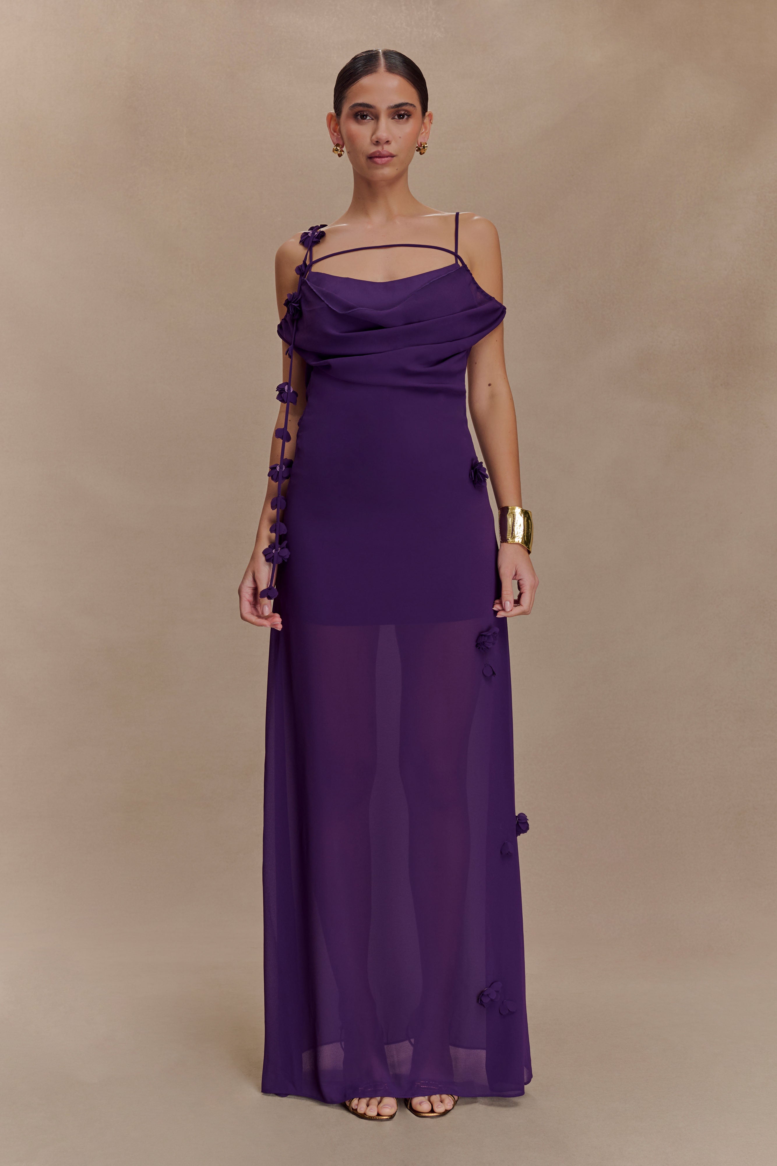 Rosalie Floral Chiffon Maxi Dress - Purple、mySite、solidvoid