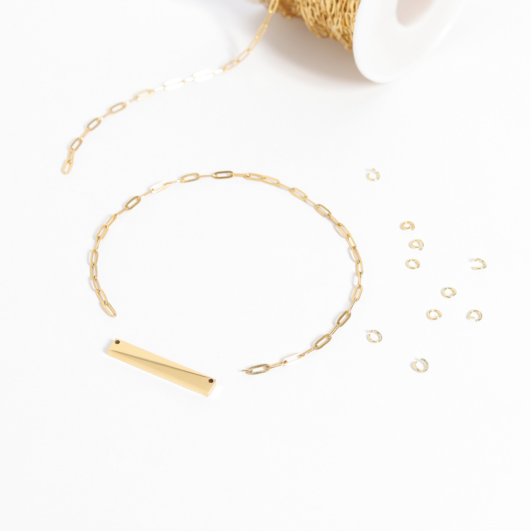 18K Gold PVD Stainless Steel Blank Bar Necklace With Separated Chain / SBB0075、mySite、dreamappss