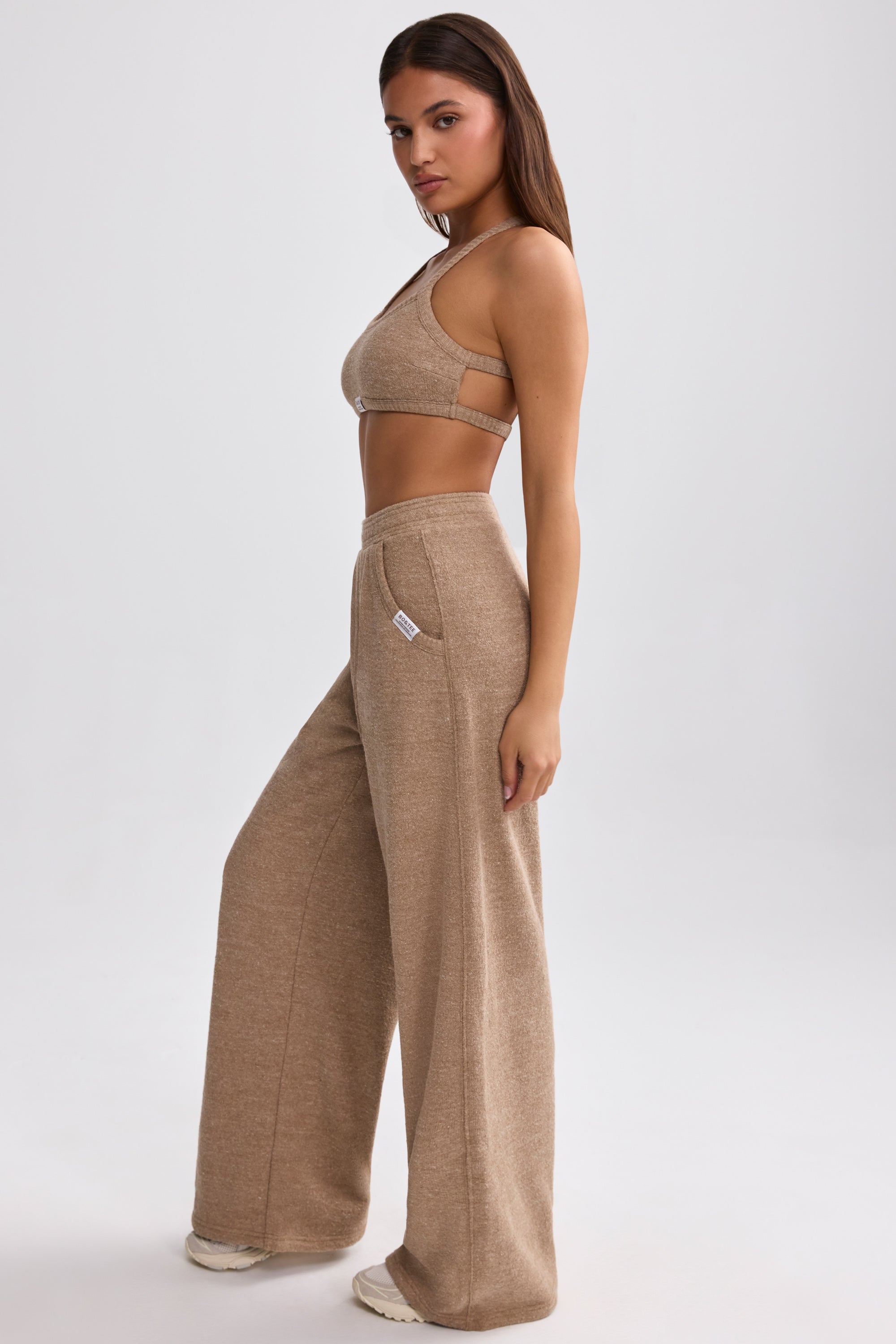 Tall Terry Towelling Wide-Leg Joggers in Mocha Brown、mySite、solidvoid