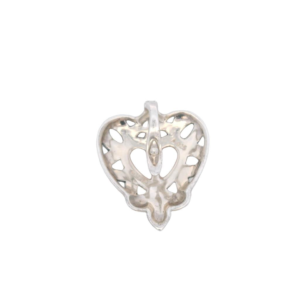 Estate Sterling Silver Mother of Pearl & Marcasite Heart Pendant、mySite、botmansion