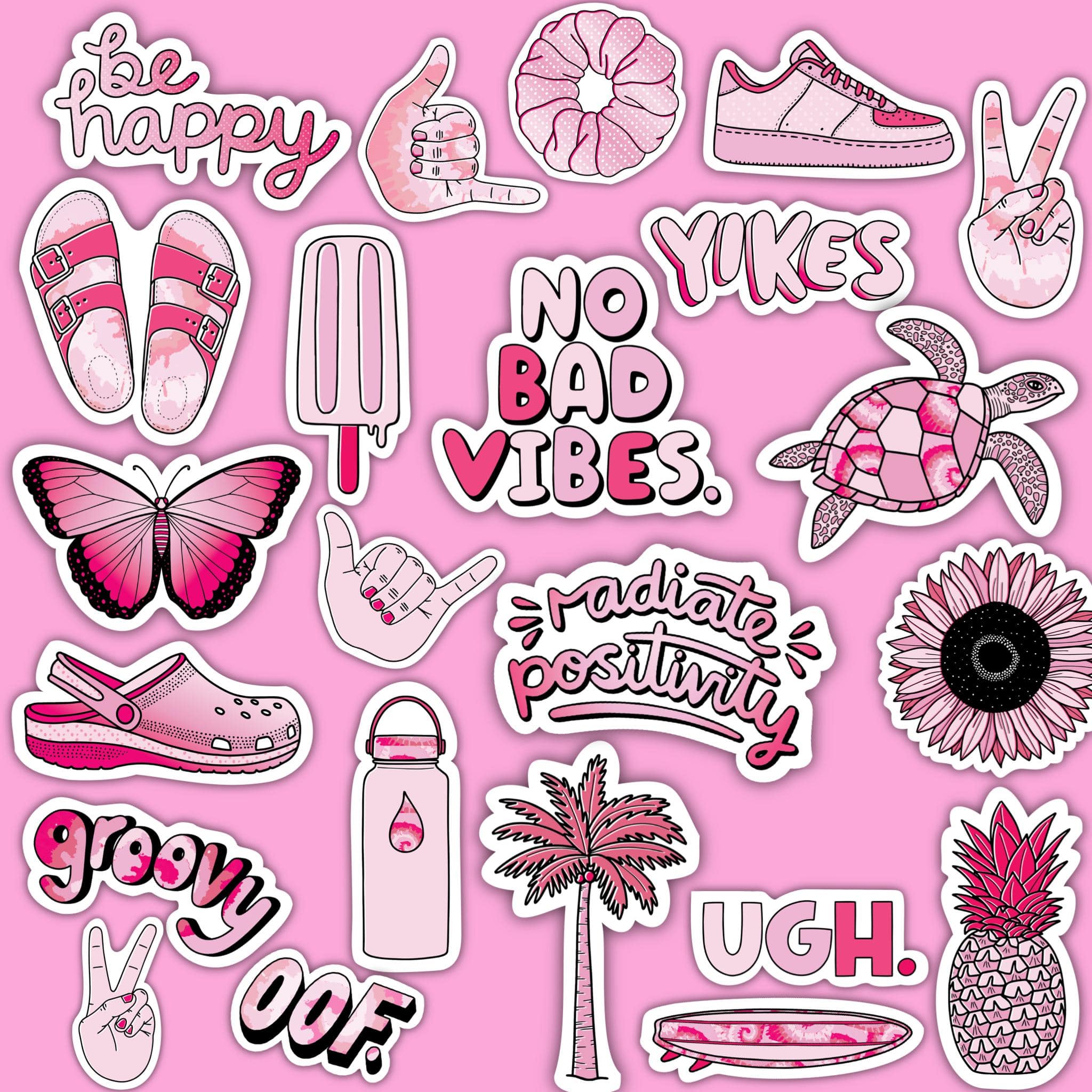  Pink Aesthetic Sticker 23 Pack LARGE 3 x 3、mySite、elrpsem3k