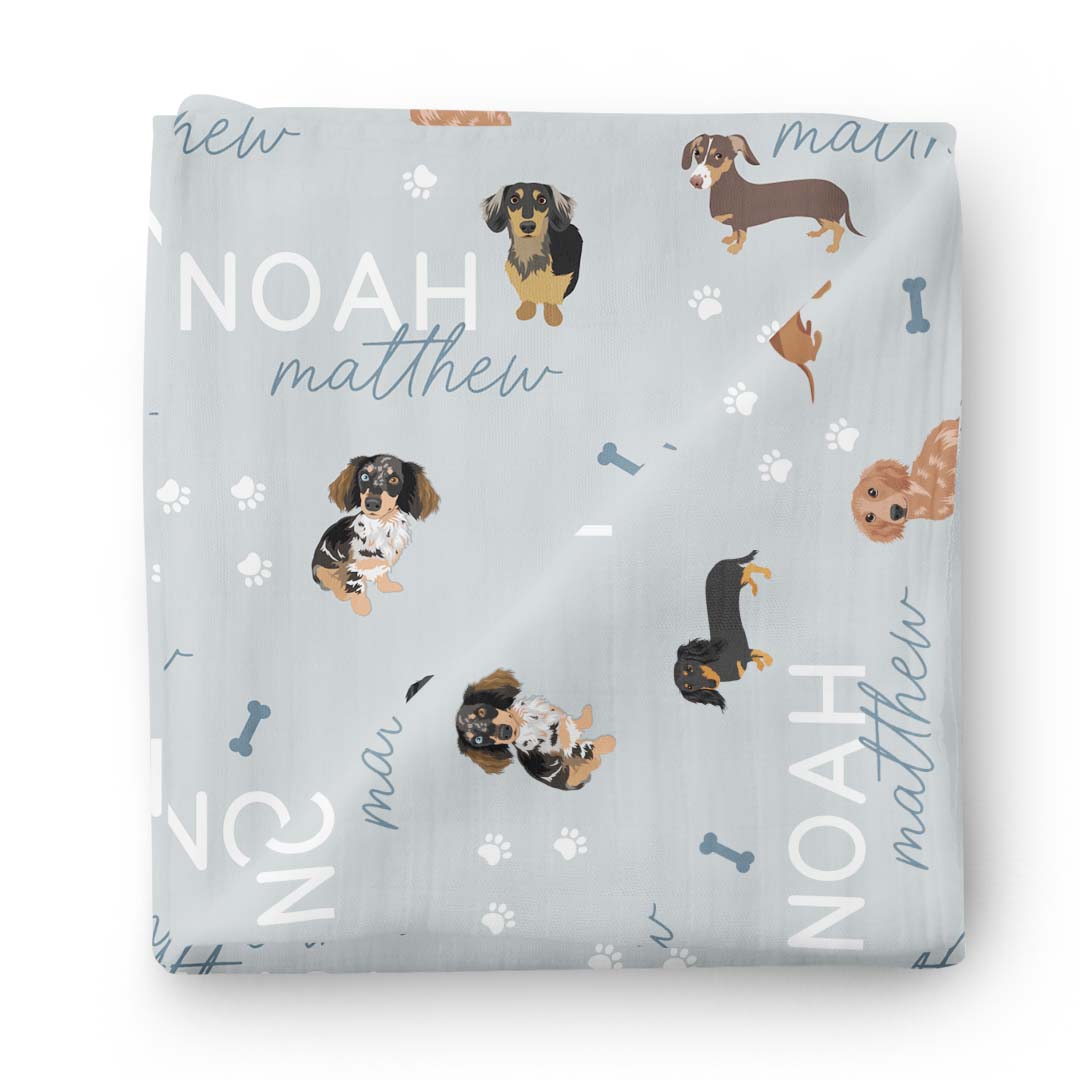  Personalized Baby Name Swaddle Blanket | Dachshund、mySite、layawaytickets