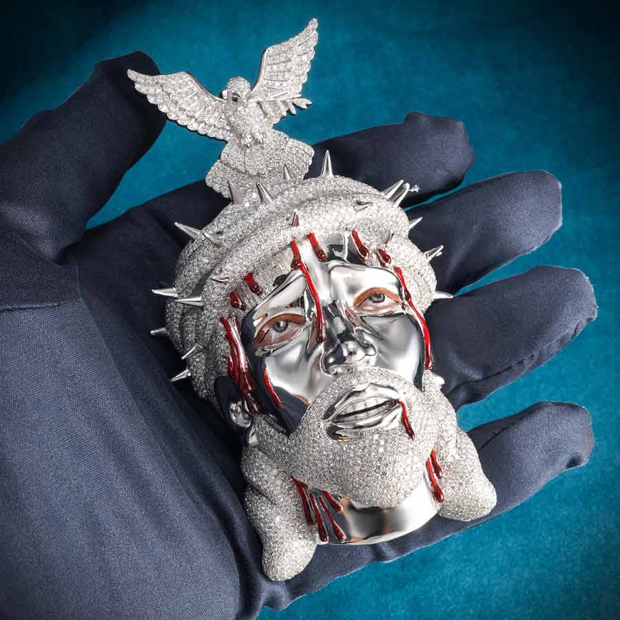 Enamel Moissanite Jesus Pendant 14K Gold、mySite、hinf8tx79