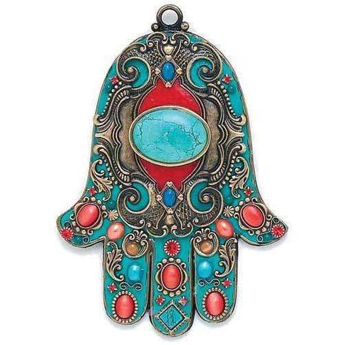 Michal Golan Coral and Teal Wall Hamsa、mySite、topwebapps