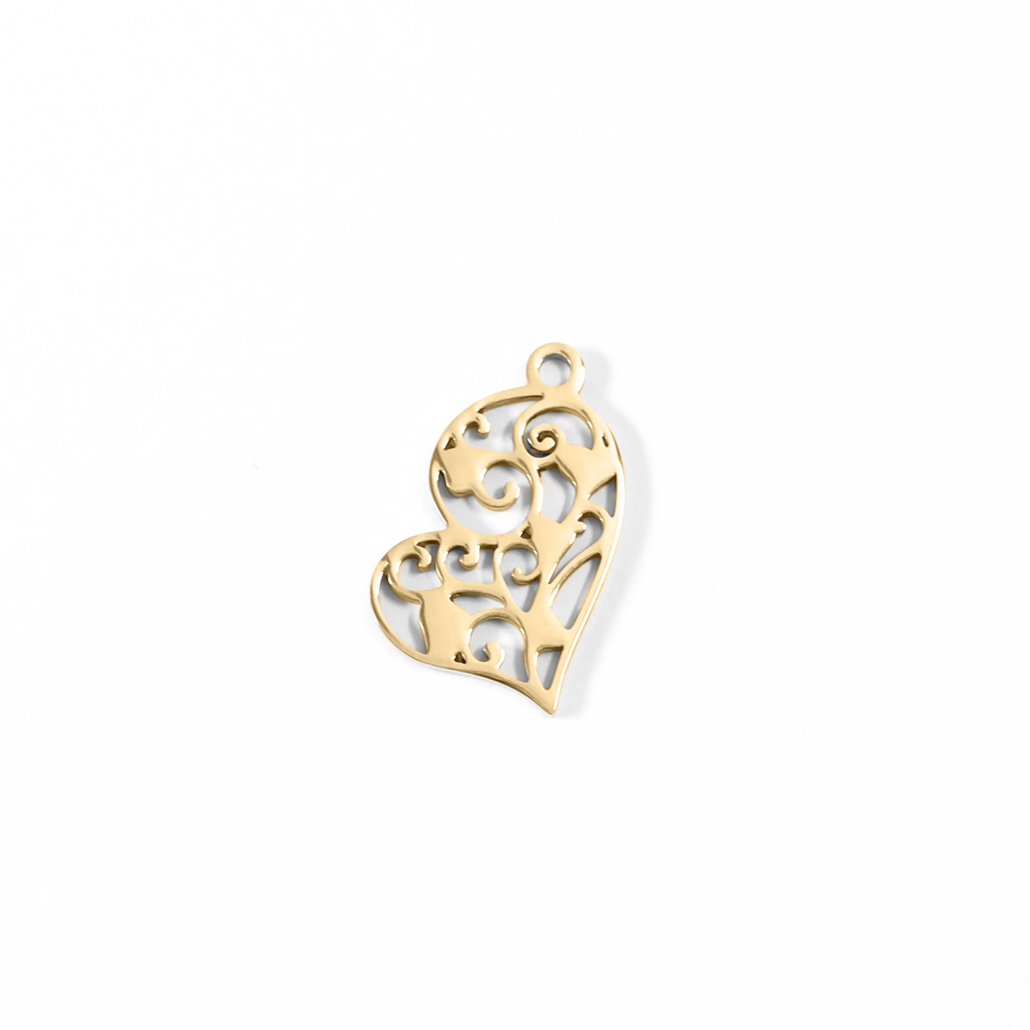 18K Gold PVD Stainless Steel Cutout Heart Charm / PDL0090、mySite、dreamappss