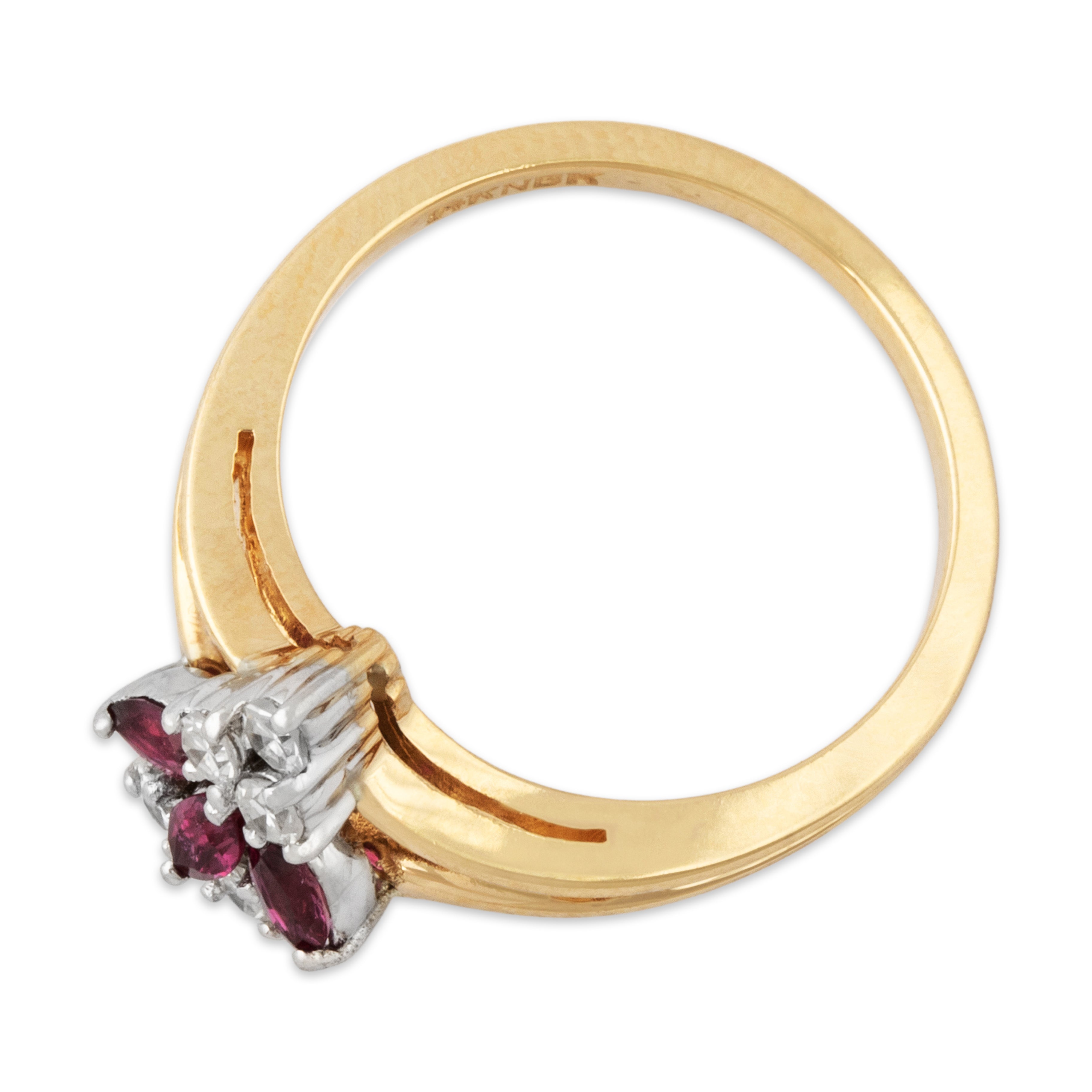 Vintage 14k Yellow Gold Ruby Diamond Sparkling Shield Ring 5.75、mySite、hinf8tx79