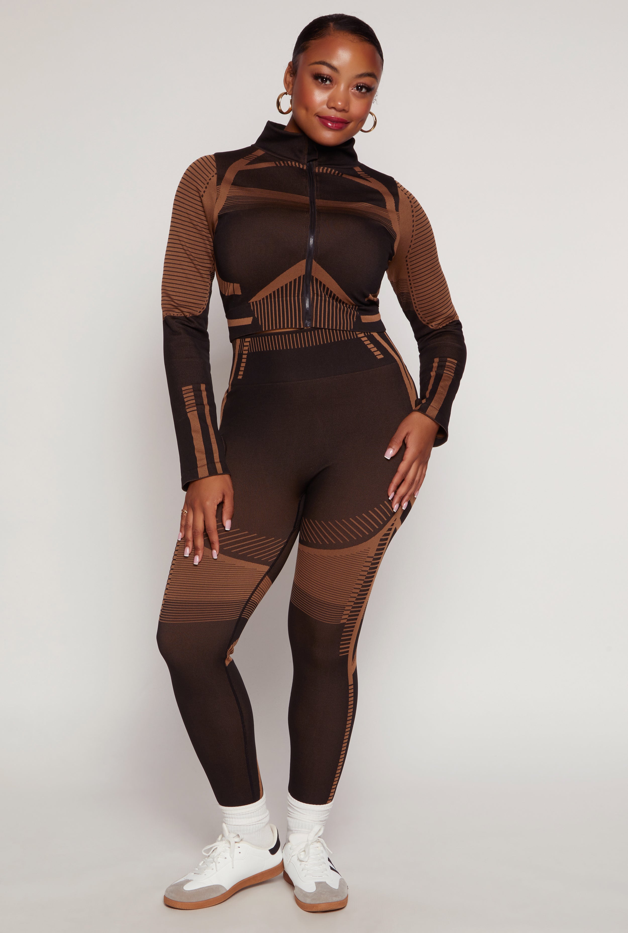 Plus Size Seamless Printed Cropped Track Jacket、mySite、camillekostekn