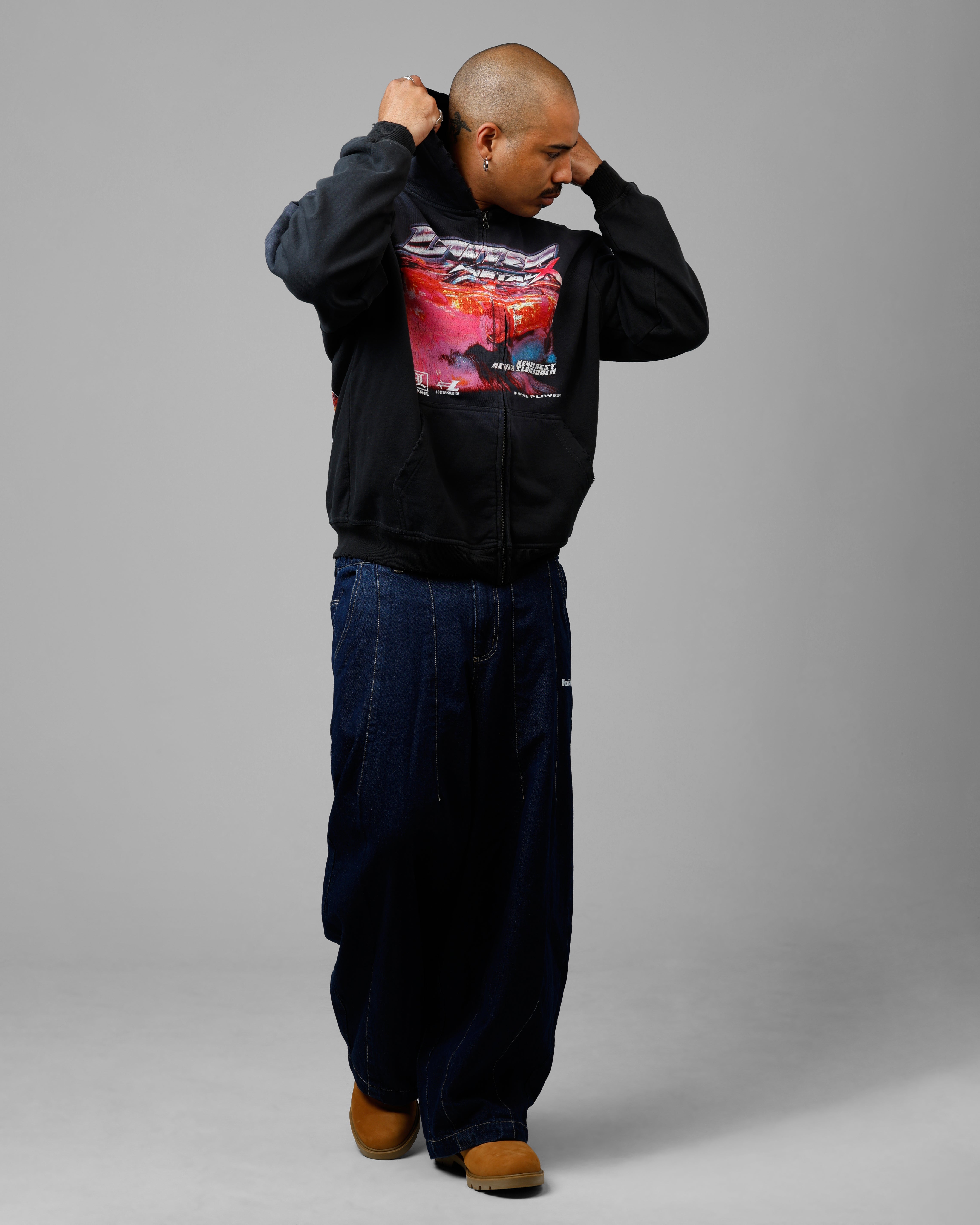 Loiter Speed Vintage Zip Up Hoodie Washed Black、mySite、zt4zffjzw