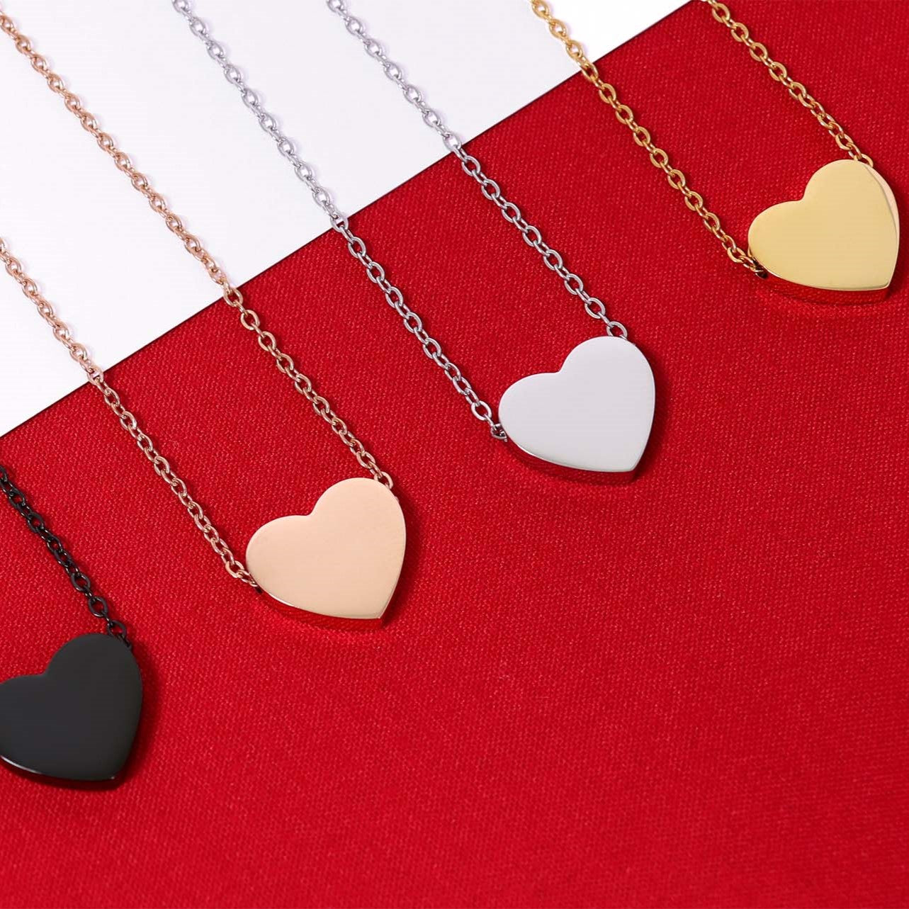 18K Gold PVD Stainless Steel Blank Heart Necklace / SBB0250、mySite、dreamappss