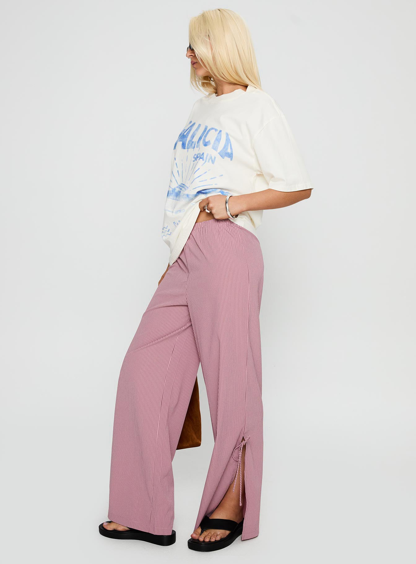 Jinxie Tie Side Pants Pink Gingham、mySite、solidvoid