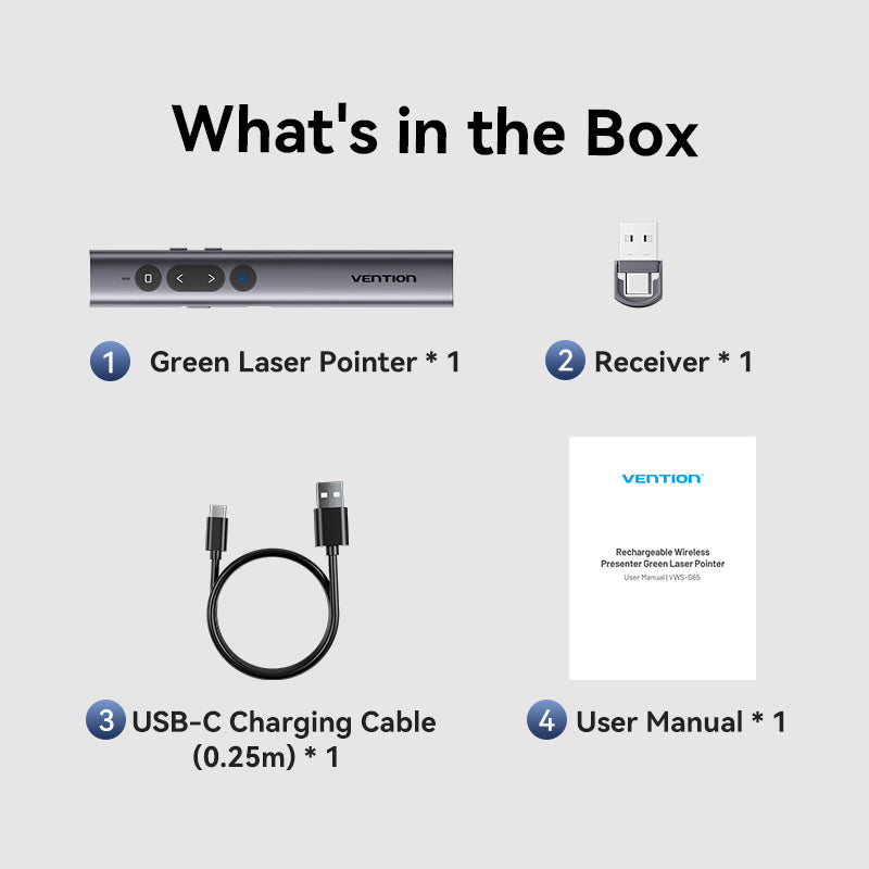 Vention Wireless PowerPoint Presentation Clicker with Green Laser Pointer、mySite、fannypackpong