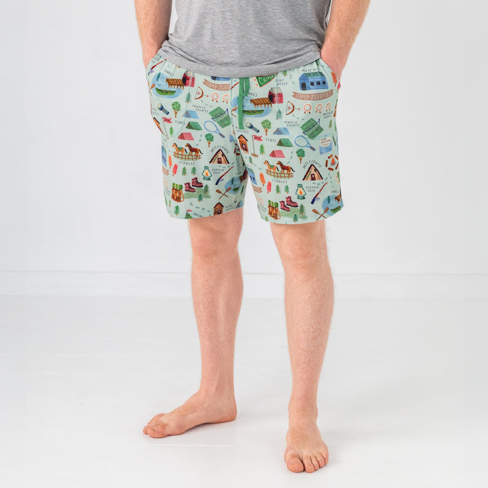  Green Camp Sleepies Men's Pajama Shorts、mySite、layawaytickets