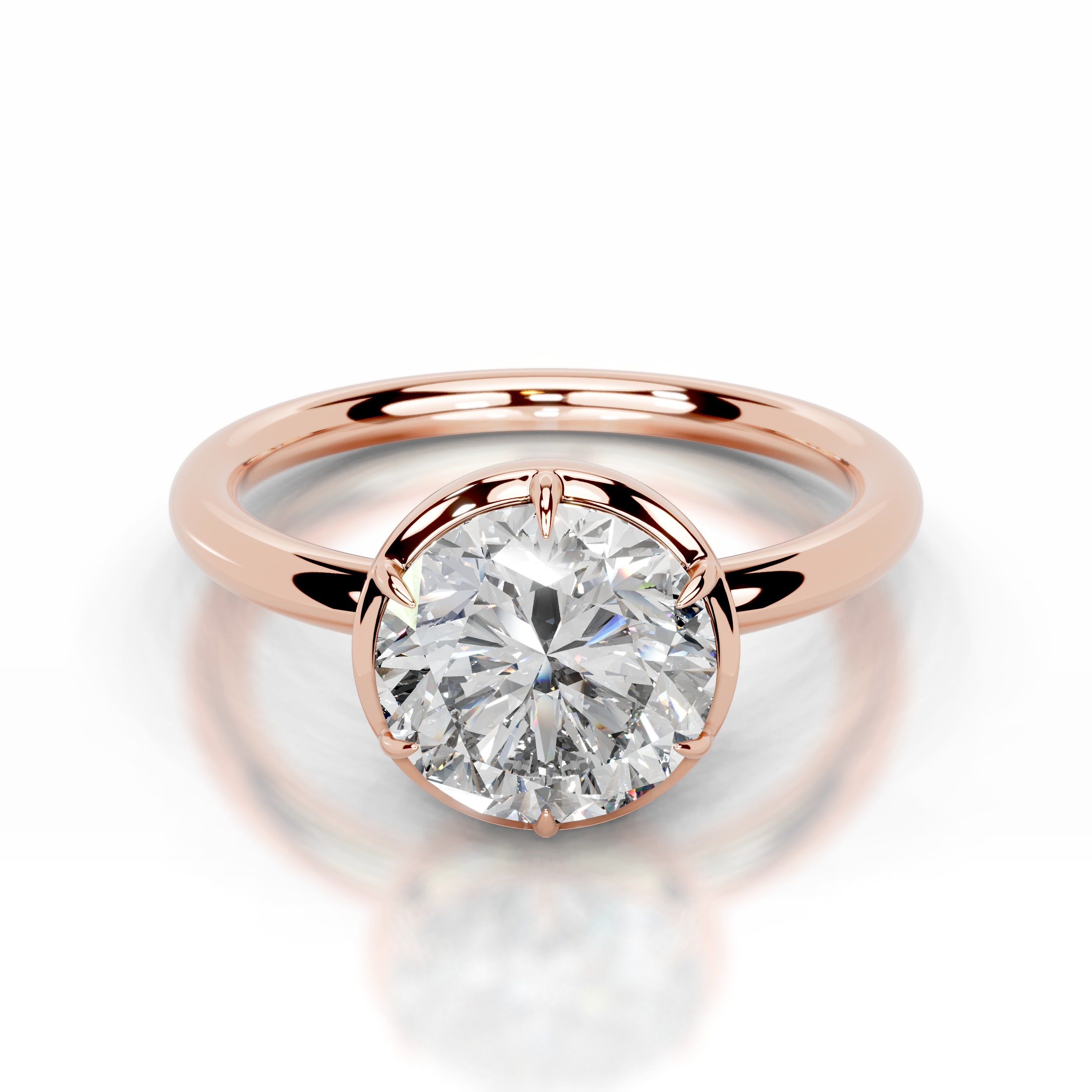 Narcisa Round Lab Grown Diamond Ring - 14K Rose Gold、mySite、hinf8tx79