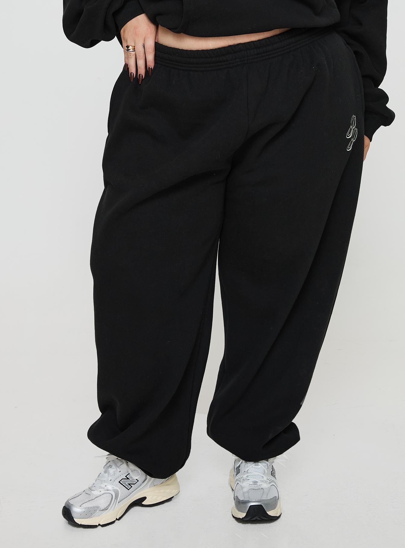 Princess Polly Track Pants Script Black / Ivory Curve、mySite、solidvoid