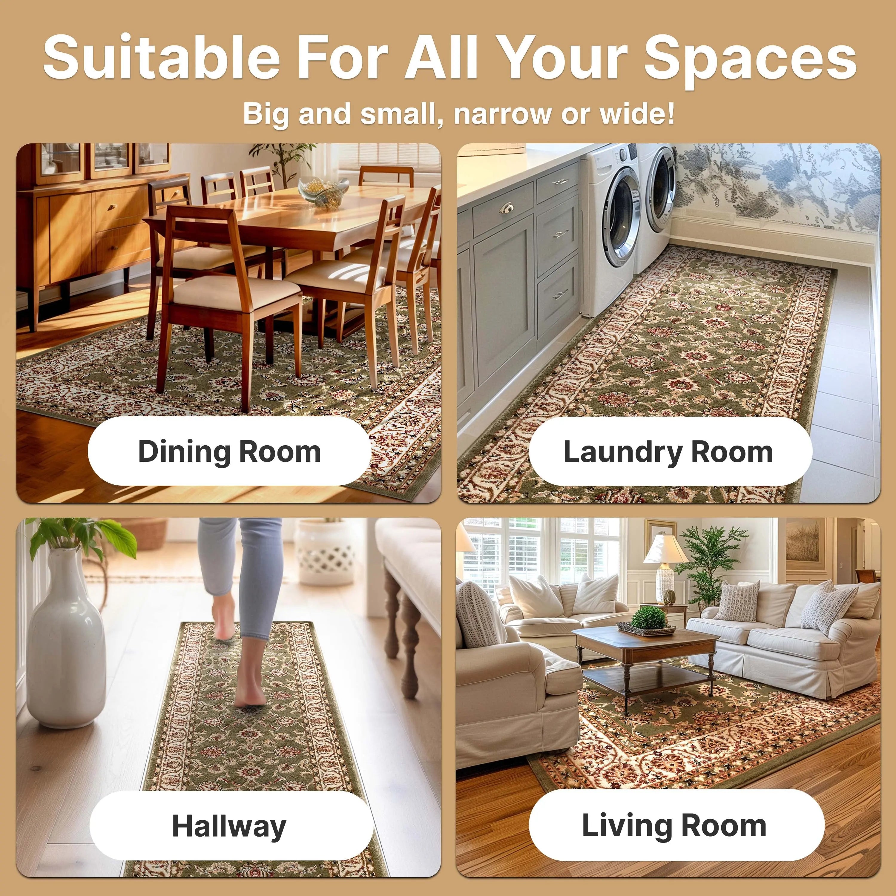 Sarouk Green Traditional Rug、mySite、gigharbornorthrealestate