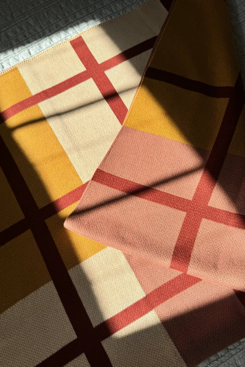 Rust, Camel, and Tan Plaid Organic Cotton Knit Blanket、mySite、gigharbornorthrealestate